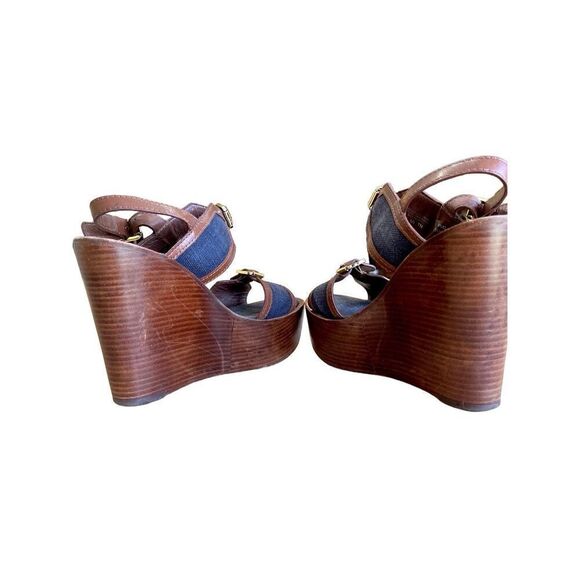 Tory Burch Florian High Wedge Sandal Size 7 - Picture 8 of 15